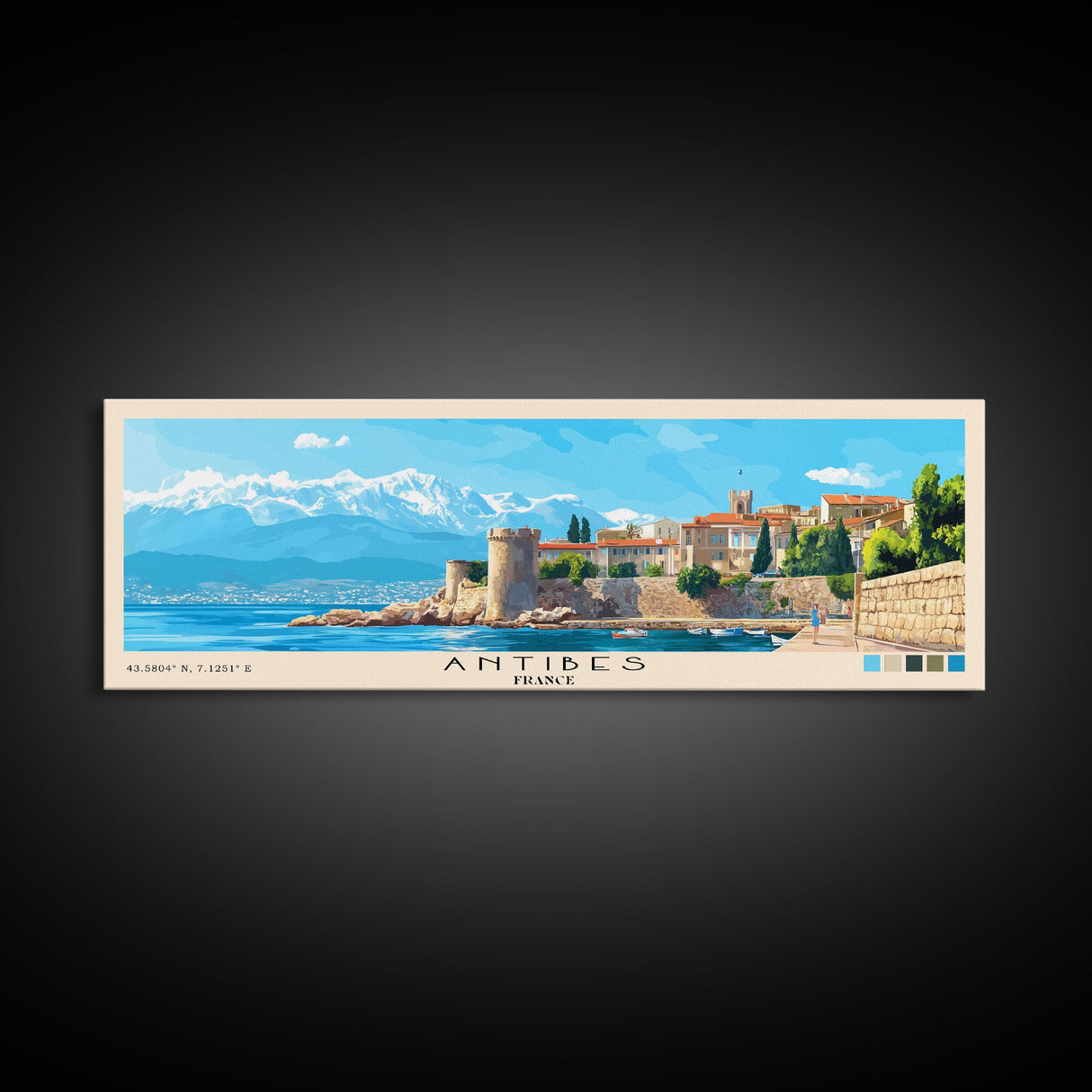 Antibes, France Panoramic Beach Print, Vacation Gift, France Wall Art, Beach Painting, Beach Decor, Beach Painting