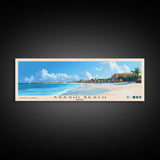 Arashi Beach, Aruba Panoramic Print, Vacation Gift, Aruba Wall Art, Beach Painting, Beach Decor, Large Wall Art, Wood Frame Art