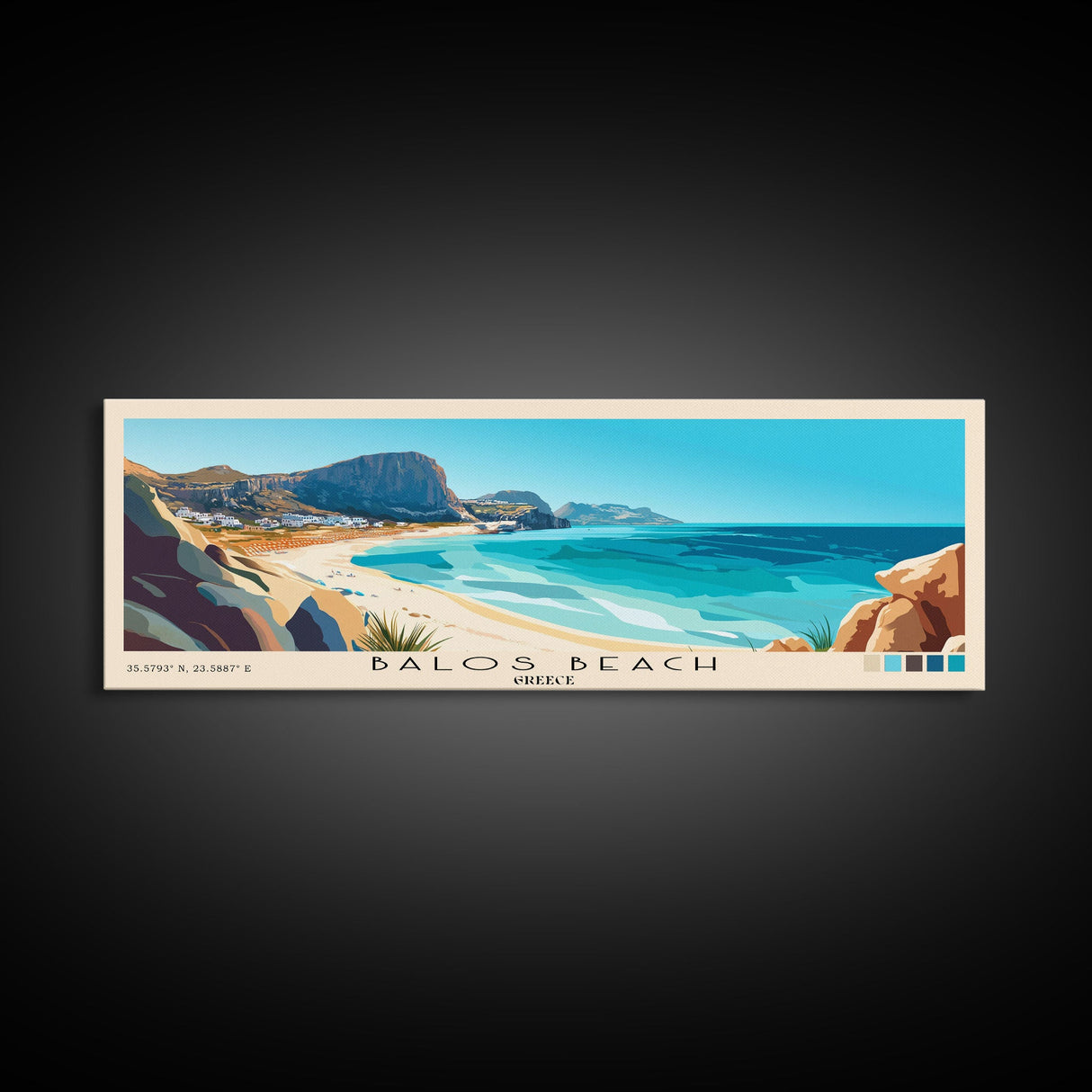 Balos Beach, Greece Panoramic Beach Print, Vacation Gift, Greece Wall Art, Beach Painting, Beach Decor, Beach Painting