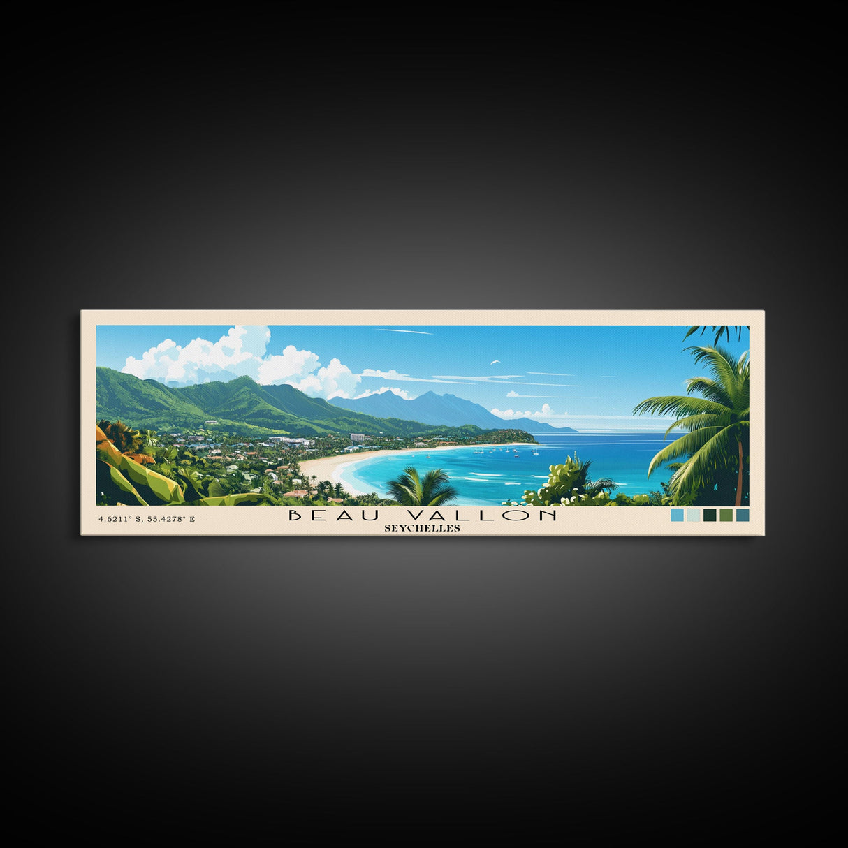 Beau Vallon, Seychelles Panoramic Print, Vacation Gift, Seychelles Wall Art, Vacation Wall Art, Vacatation Memories, Beach Decor, Beach Or Lakehouse Art