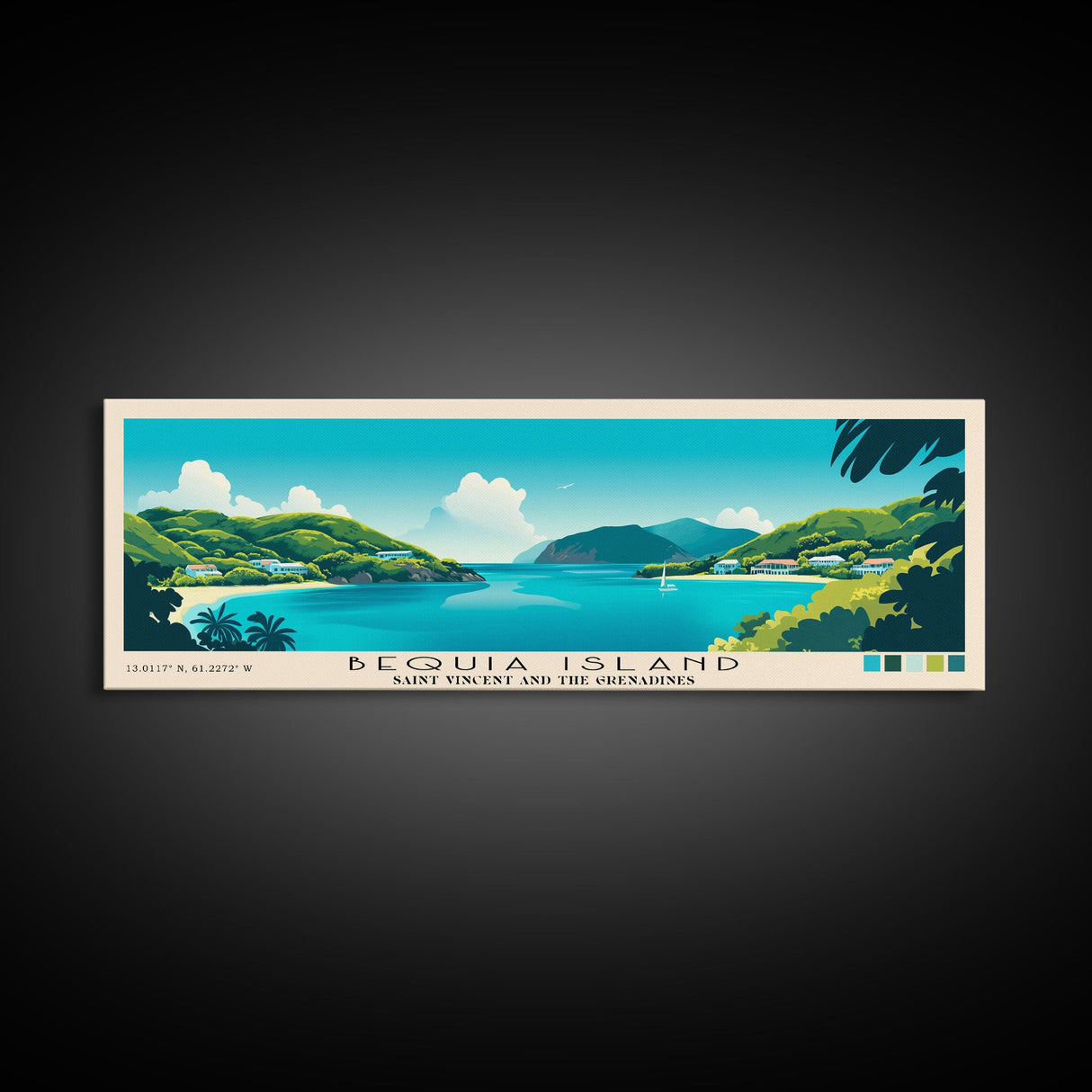 Bequia Island, Saint Vincent and the Grenadines Panoramic Print, Vacation Gift, Saint Vincent and the Grenadines Wall Art, Vacation Wall Art, Vacatation Memories, Beach Decor, Beach Or Lakehouse Art