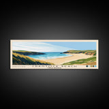 Crantock Beach, United Kingdom Panoramic Beach Print, Vacation Gift, United Kingdom Wall Art, Framed Canvas Print, Framed Beach Painting