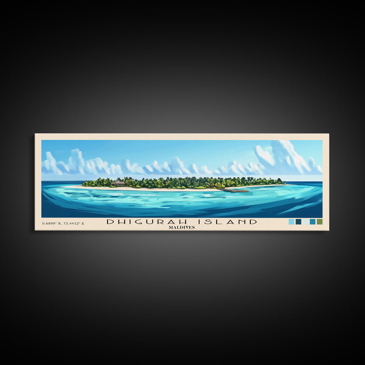 Dhigurah Island, Maldives Panoramic Beach Print, Vacation Gift, Maldives Wall Art, Beach Painting, Beach Decor, Beach Painting