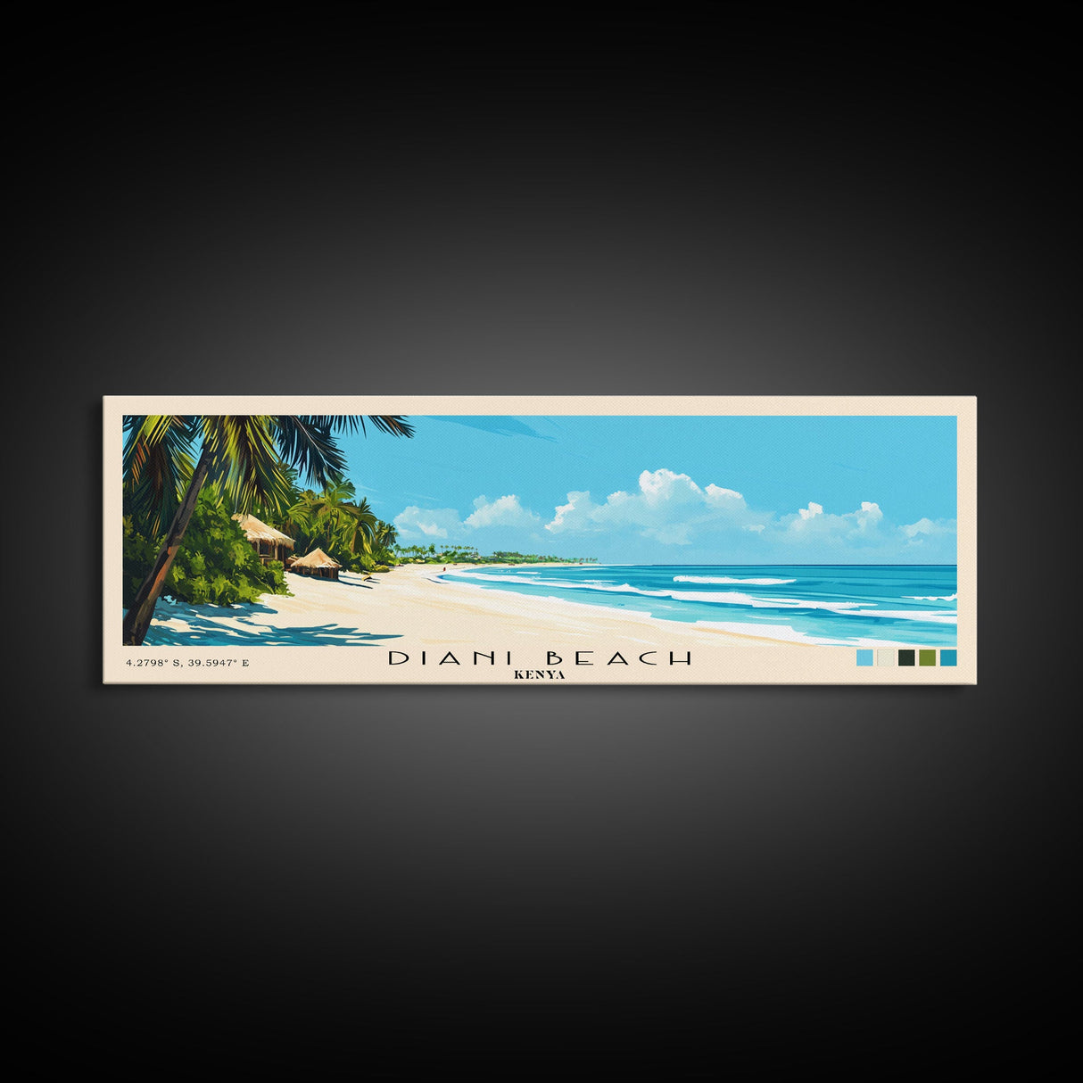 Diani Beach, Kenya Panoramic Print, Vacation Gift, Kenya Wall Art, Beach Painting, Beach Decor, Large Wall Art, Wood Frame Art