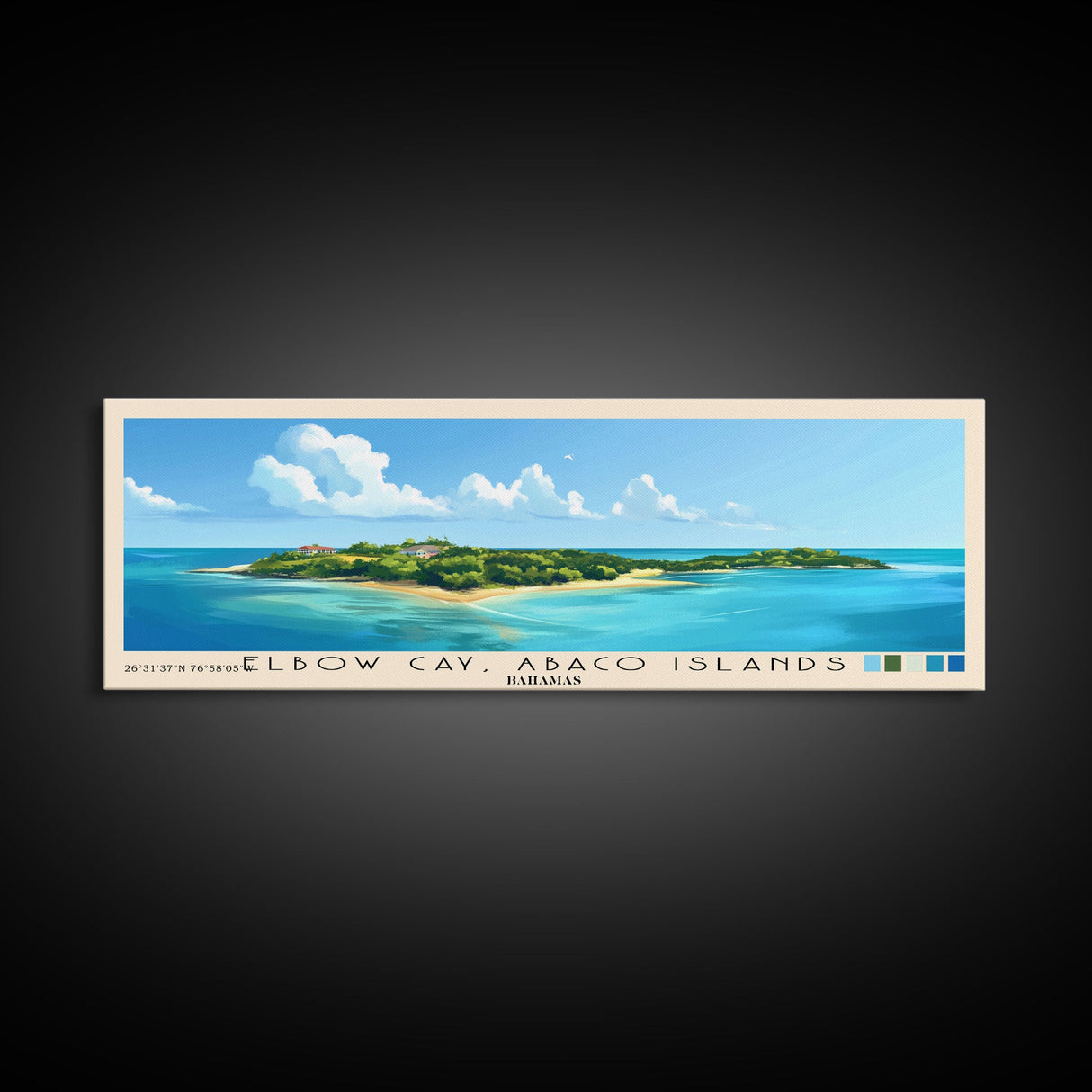 Elbow Cay, Abaco Islands, Bahamas Panoramic Print, Vacation Gift, Bahamas Wall Art, Beach Painting, Beach Decor, Beach Or Lakehouse Art