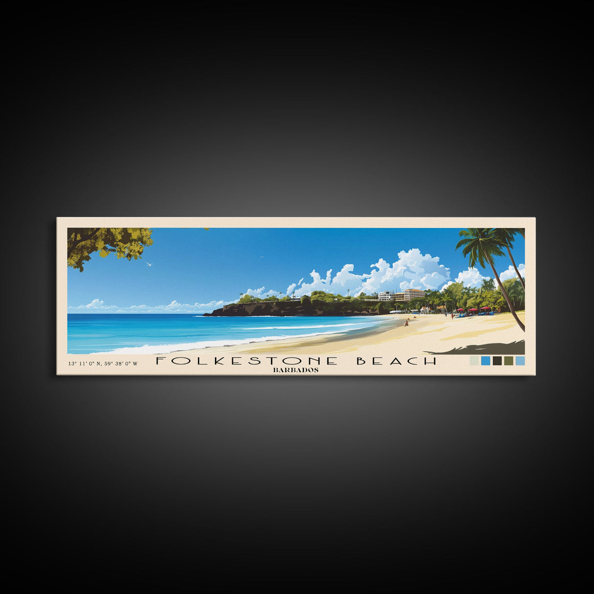 Folkestone Beach, Barbados Panoramic Print, Vacation Gift, Barbados Wall Art, Beach Painting, Beach Decor, Beach Or Lakehouse Art