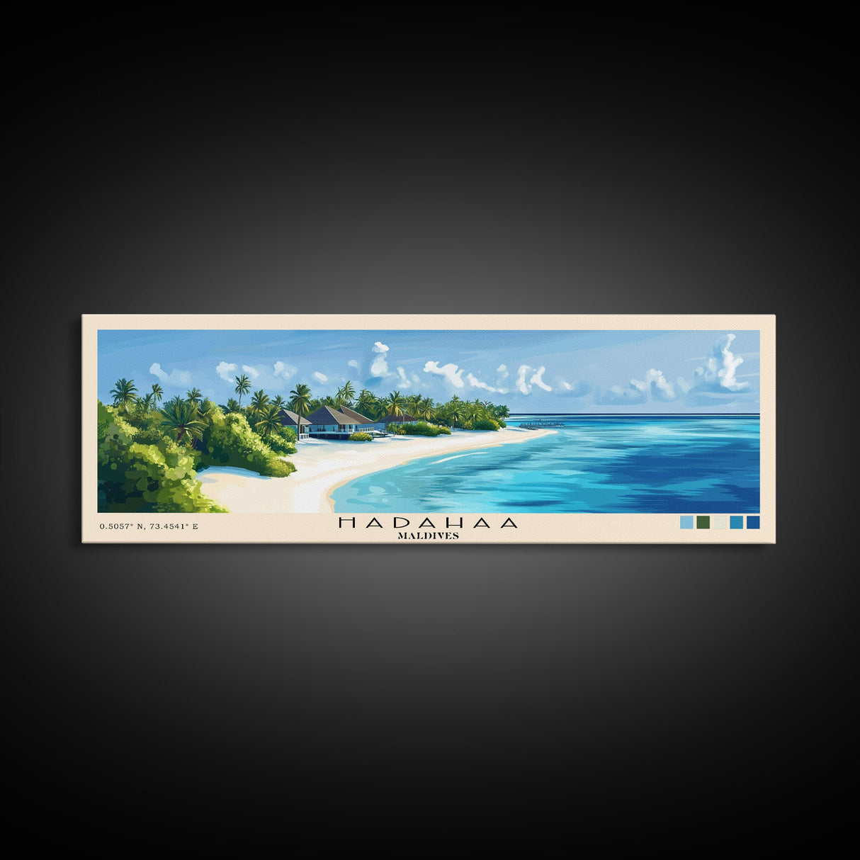 Hadahaa, Maldives Panoramic Beach Print, Vacation Gift, Maldives Wall Art, Framed Canvas Print, Framed Beach Painting