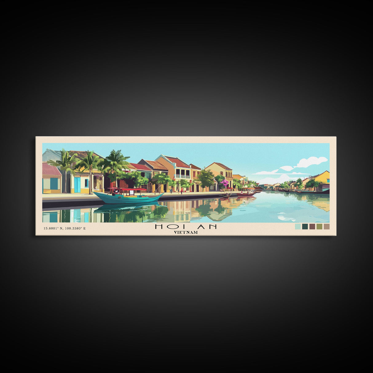 Hoi An, Vietnam Panoramic Beach Print, Vacation Gift, Vietnam Wall Art, Framed Canvas Print, Framed Beach Painting