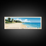 Hopkins Village Beach, Belize Panoramic Print, Vacation Gift, Belize Wall Art, Beach Painting, Beach Decor, Large Wall Art, Wood Frame Art