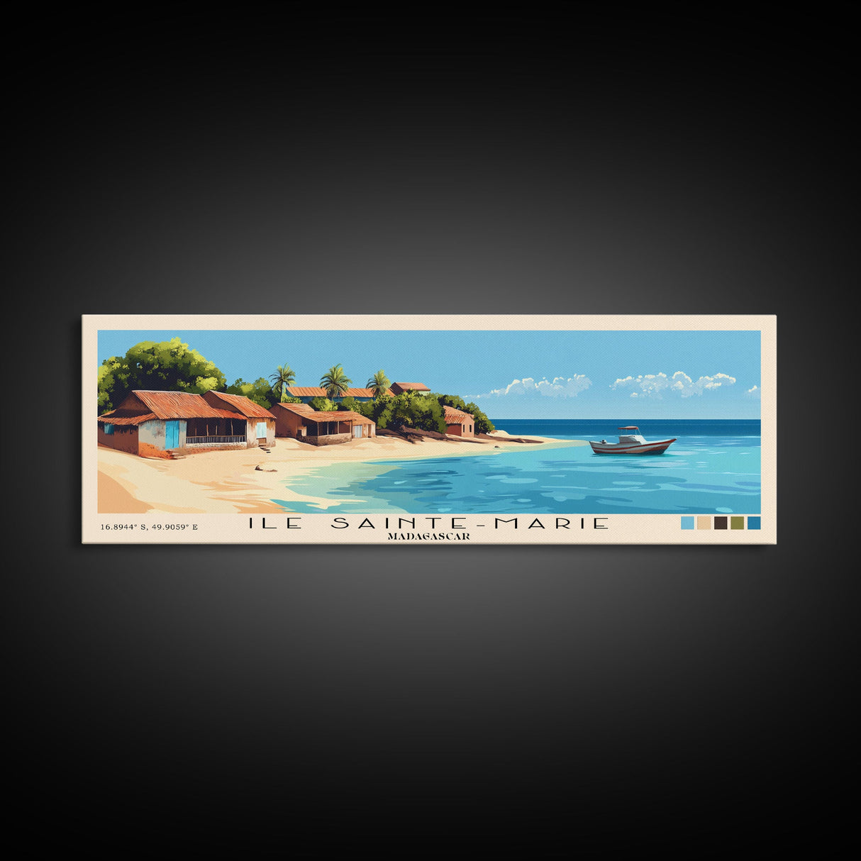 Ile Sainte-Marie, Madagascar Panoramic Beach Print, Vacation Gift, Madagascar Wall Art, Beach Painting, Beach Decor, Beach Painting