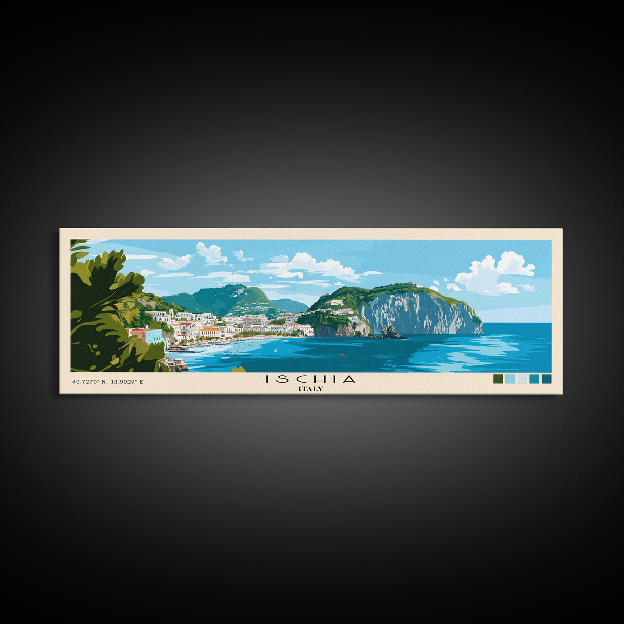 Ischia, Italy Panoramic Print, Vacation Gift, Italy Wall Art, Beach Painting, Beach Decor, Beach Or Lakehouse Art