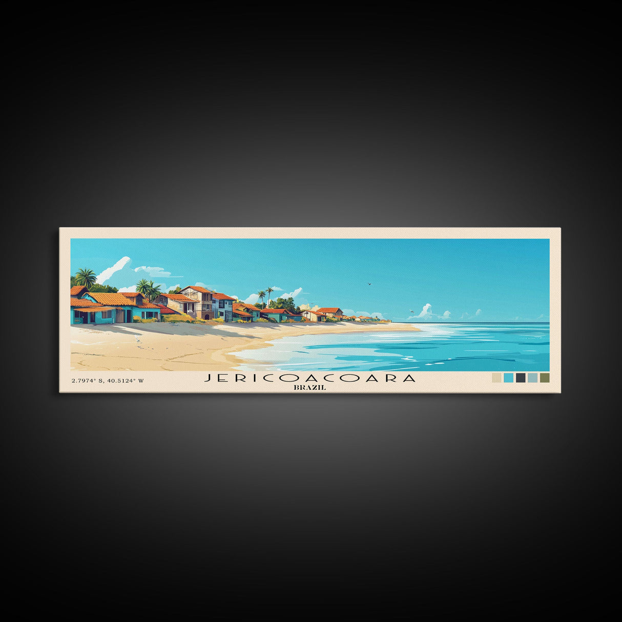 Jericoacoara, Brazil Panoramic Beach Print, Vacation Gift, Brazil Wall Art, Framed Canvas Print, Framed Beach Painting