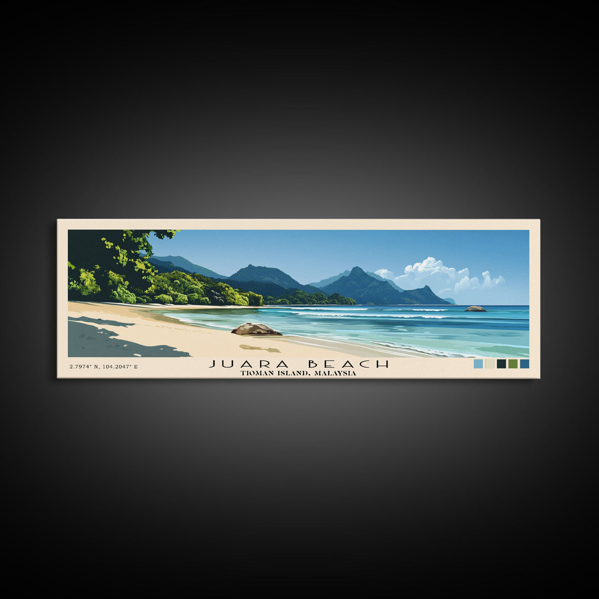 Juara Beach, Tioman Island, Malaysia Panoramic Beach Print, Vacation Gift, Tioman Island, Malaysia Wall Art, Beach Painting, Beach Decor, Beach Painting