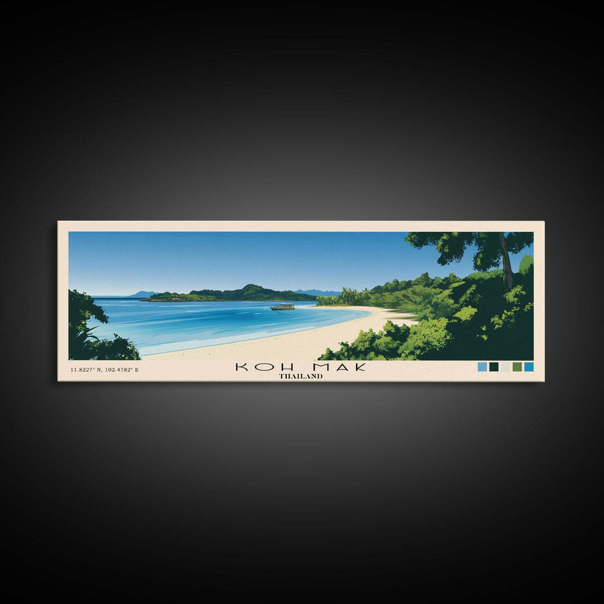 Koh Mak, Thailand Panoramic Beach Print, Vacation Gift, Thailand Wall Art, Framed Canvas Print, Framed Beach Painting