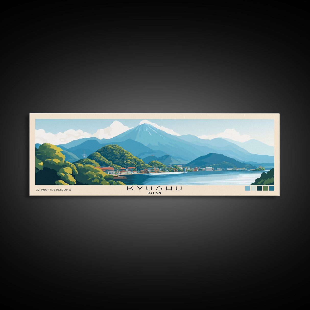 Kyushu, Japan Panoramic Print, Vacation Gift, Japan Wall Art, Beach Painting, Beach Decor, Large Wall Art, Wood Frame Art