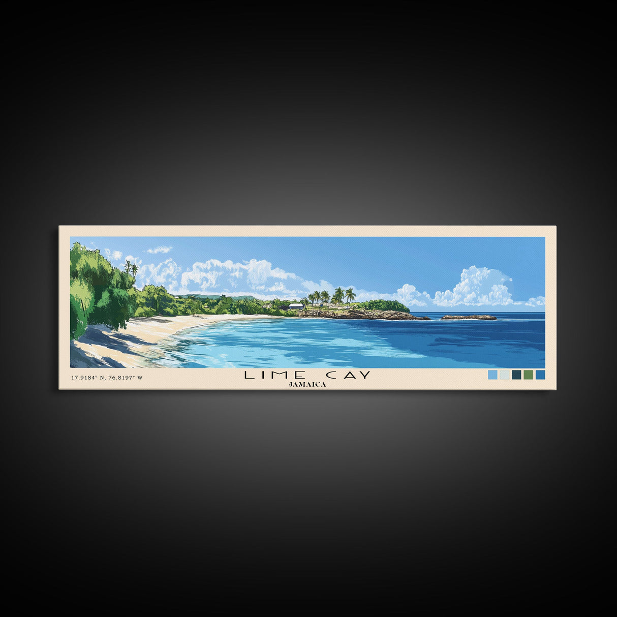 Lime Cay, Jamaica Panoramic Print, Vacation Gift, Jamaica Wall Art, Beach Painting, Beach Decor, Beach Or Lakehouse Art