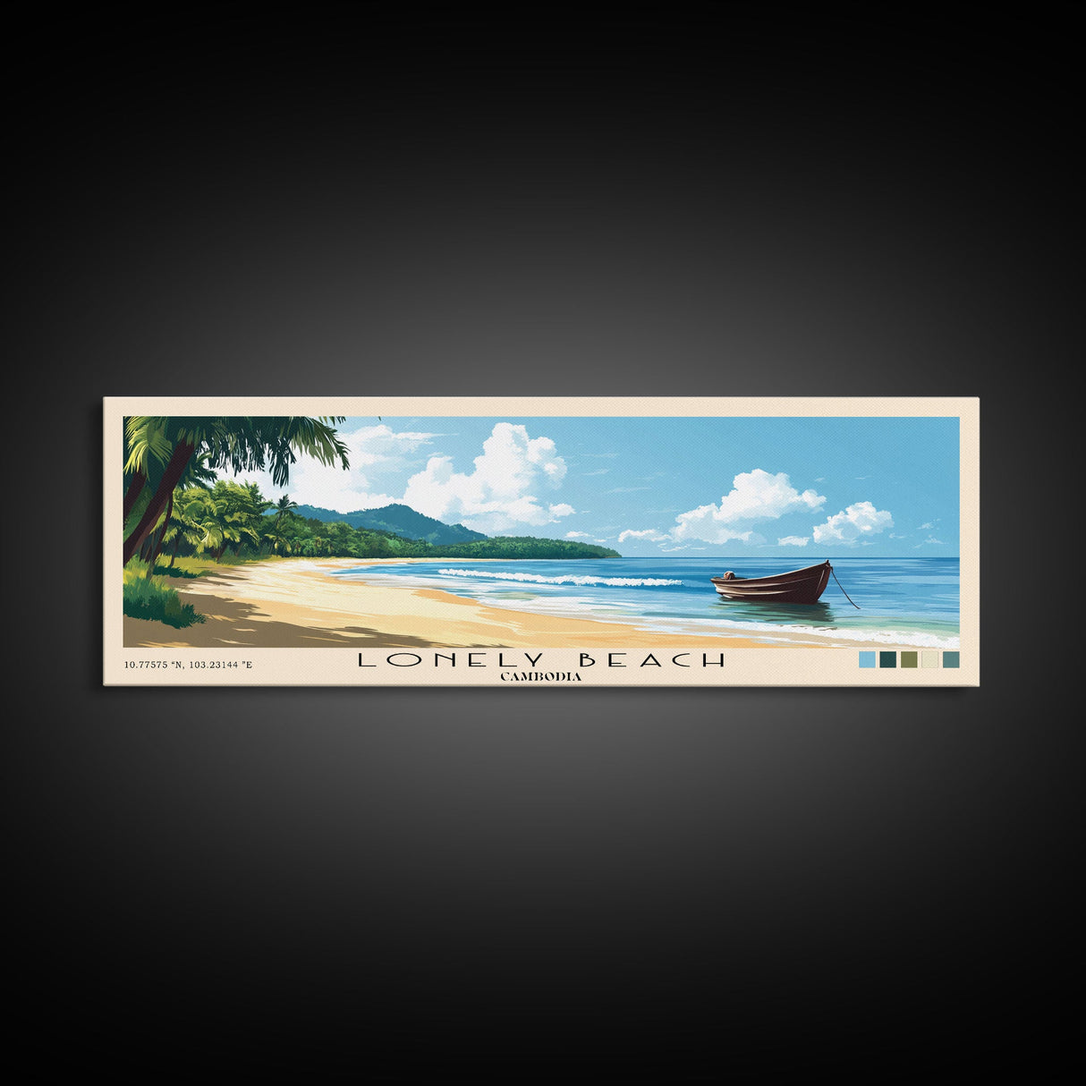 Lonely Beach, Cambodia Panoramic Print, Vacation Gift, Cambodia Wall Art, Vacation Wall Art, Vacatation Memories, Beach Decor, Beach Or Lakehouse Art