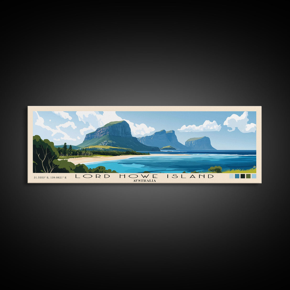 Lord Howe Island, Australia Panoramic Print, Vacation Gift, Australia Wall Art, Vacation Wall Art, Vacatation Memories, Beach Decor, Beach Or Lakehouse Art