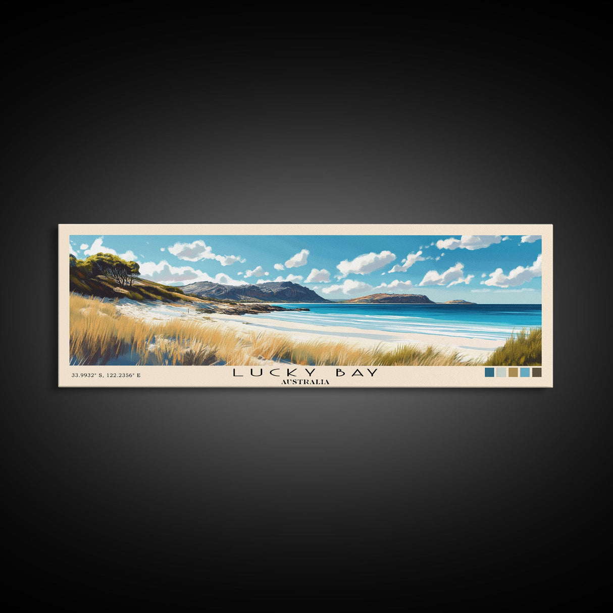 Lucky Bay, Australia Panoramic Print, Vacation Gift, Australia Wall Art, Beach Painting, Beach Decor, Beach Or Lakehouse Art