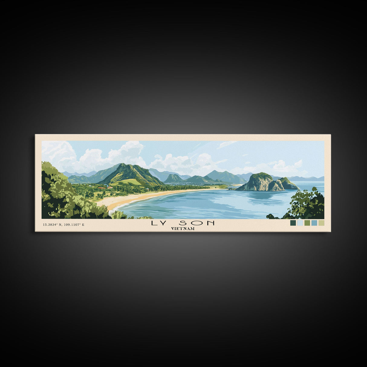 Ly Son, Vietnam Panoramic Beach Print, Vacation Gift, Vietnam Wall Art, Framed Canvas Print, Framed Beach Painting