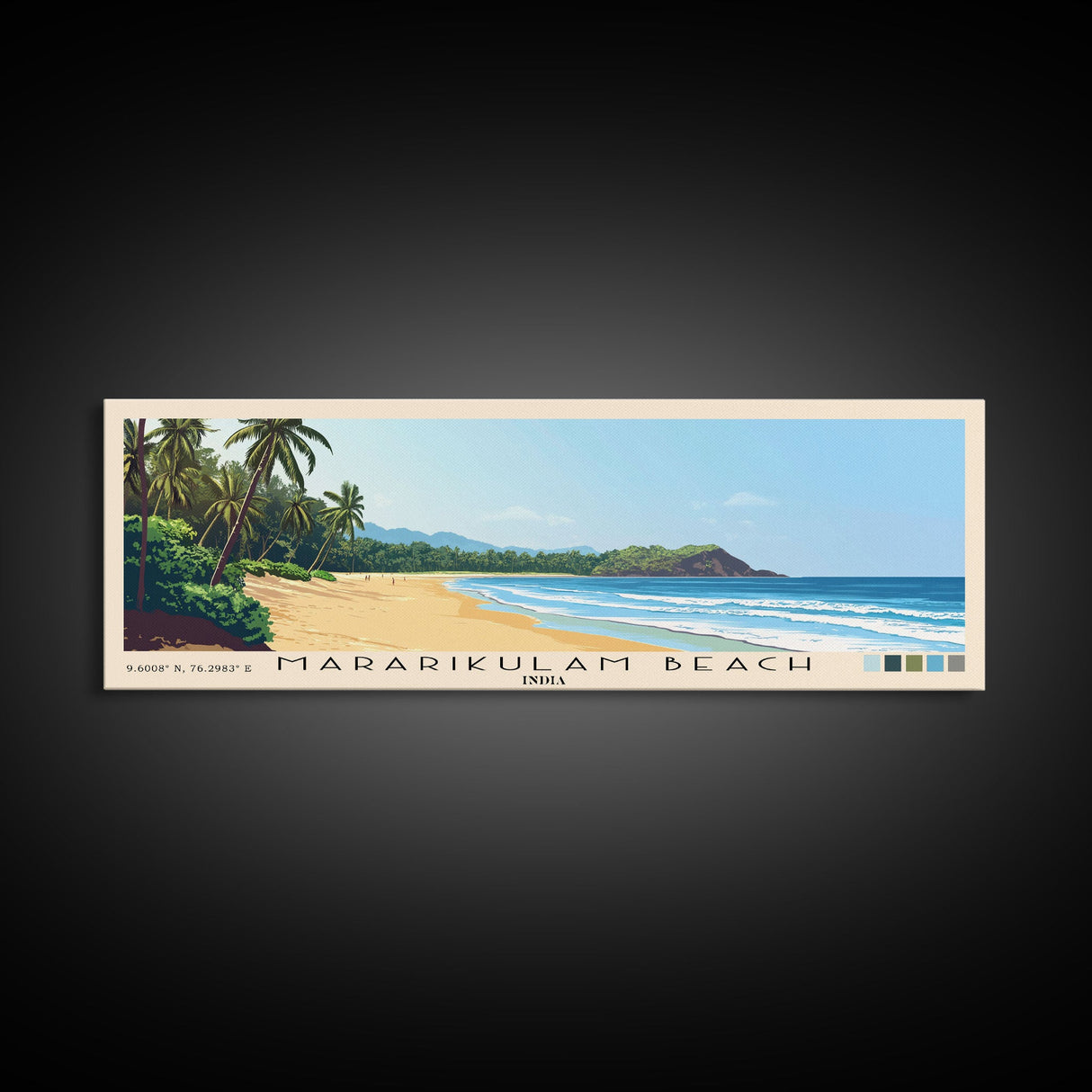 Mararikulam Beach, India Panoramic Print, Vacation Gift, India Wall Art, Beach Painting, Beach Decor, Large Wall Art, Wood Frame Art