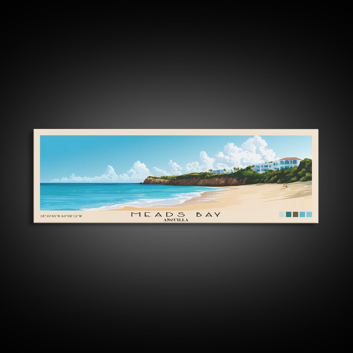 Meads Bay, Anguilla Panoramic Beach Print, Vacation Gift, Anguilla Wall Art, Beach Painting, Beach Decor, Beach Painting