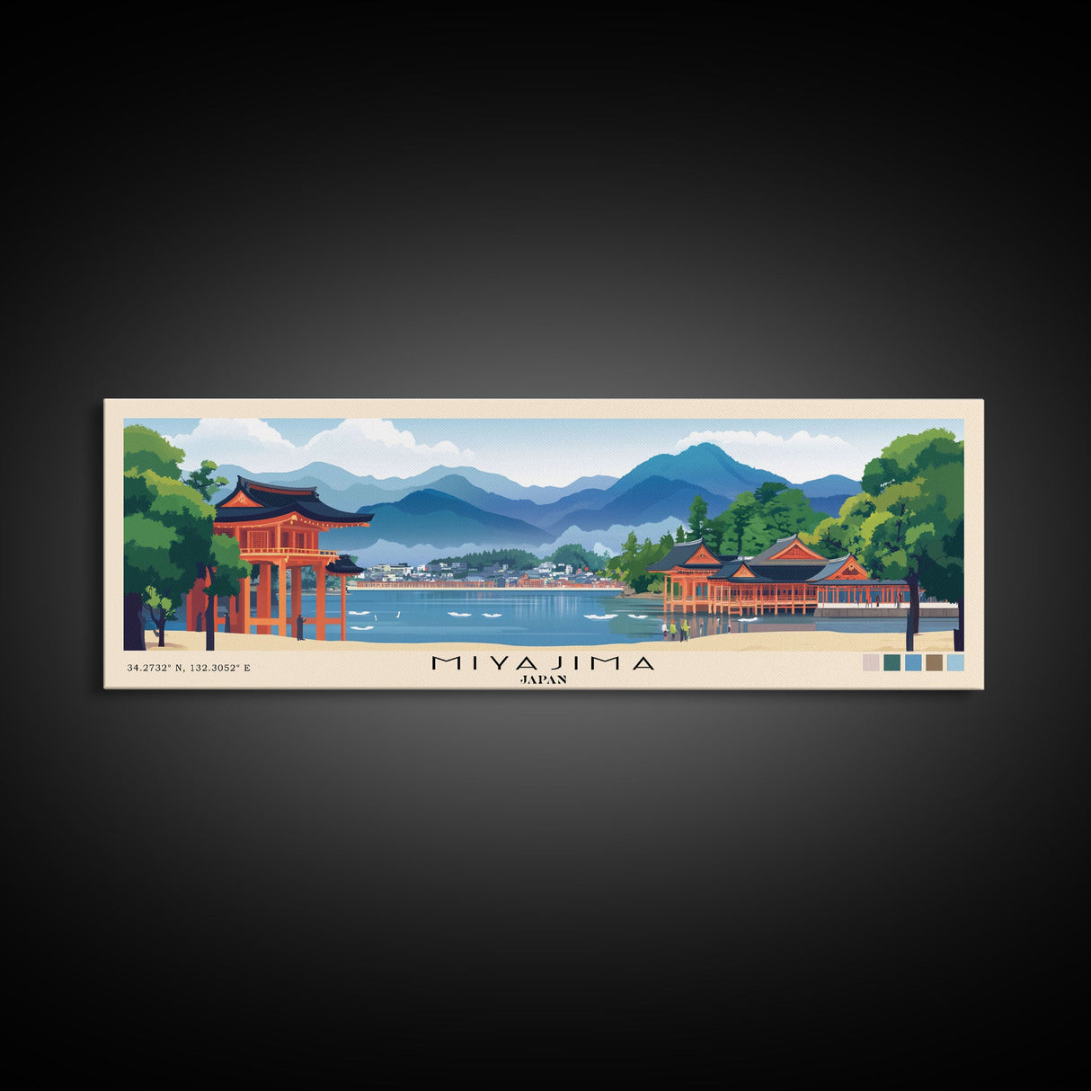 Miyajima, Japan Panoramic Print, Vacation Gift, Japan Wall Art, Beach Painting, Beach Decor, Beach Or Lakehouse Art