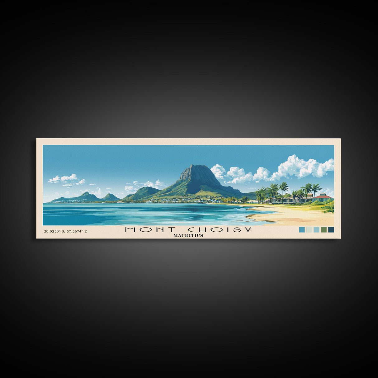 Mont Choisy, Mauritius Panoramic Beach Print, Vacation Gift, Mauritius Wall Art, Framed Canvas Print, Framed Beach Painting