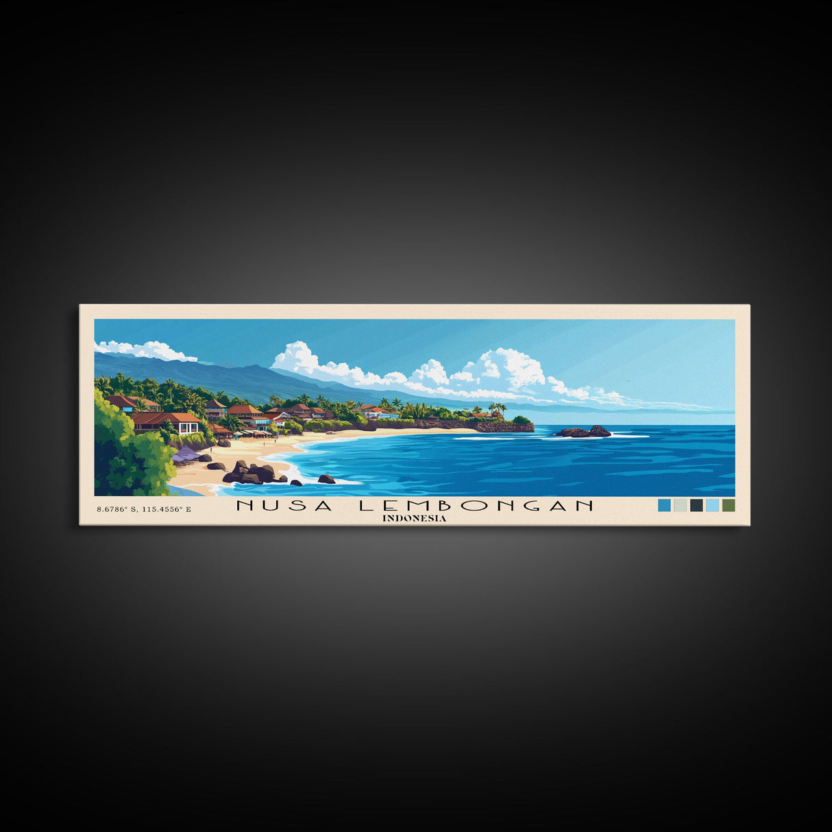 Nusa Lembongan, Indonesia Panoramic Print, Vacation Gift, Indonesia Wall Art, Beach Painting, Beach Decor, Beach Or Lakehouse Art