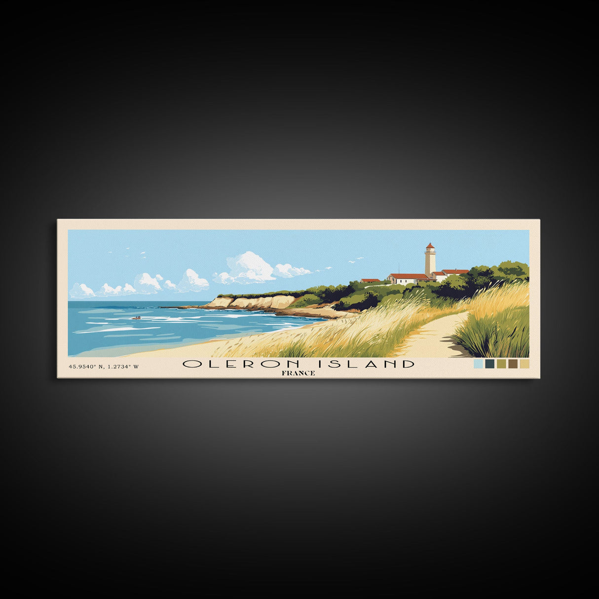 Oleron Island, France Panoramic Print, Vacation Gift, France Wall Art, Beach Painting, Beach Decor, Large Wall Art, Wood Frame Art