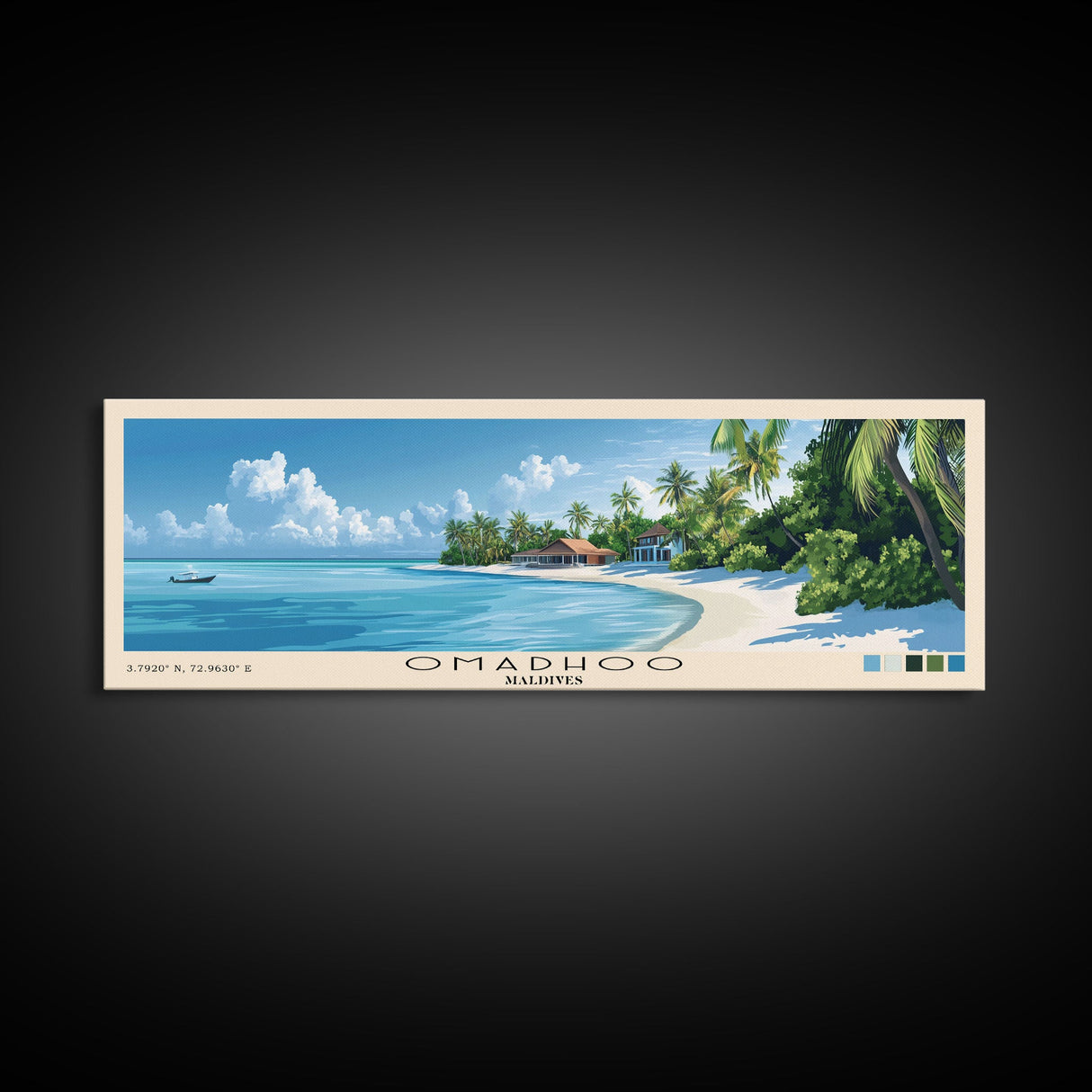 Omadhoo, Maldives Panoramic Print, Vacation Gift, Maldives Wall Art, Beach Painting, Beach Decor, Beach Or Lakehouse Art