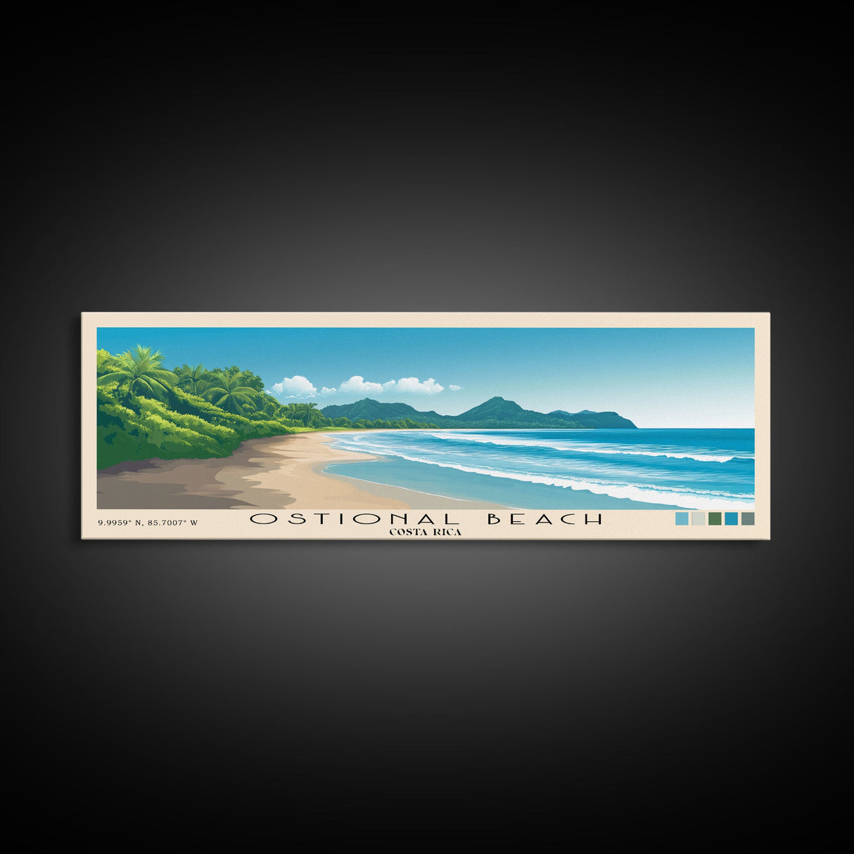 Ostional Beach, Costa Rica Panoramic Beach Print, Vacation Gift, Costa Rica Wall Art, Beach Painting, Beach Decor, Beach Painting