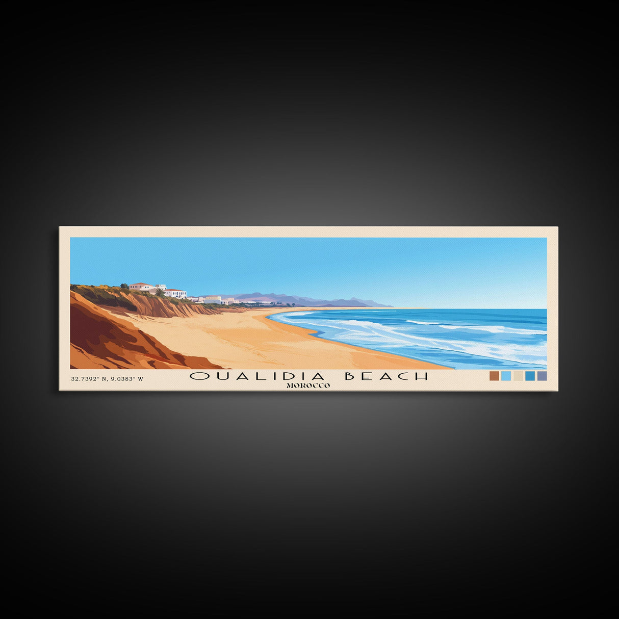 Oualidia Beach, Morocco Panoramic Beach Print, Vacation Gift, Morocco Wall Art, Framed Canvas Print, Framed Beach Painting