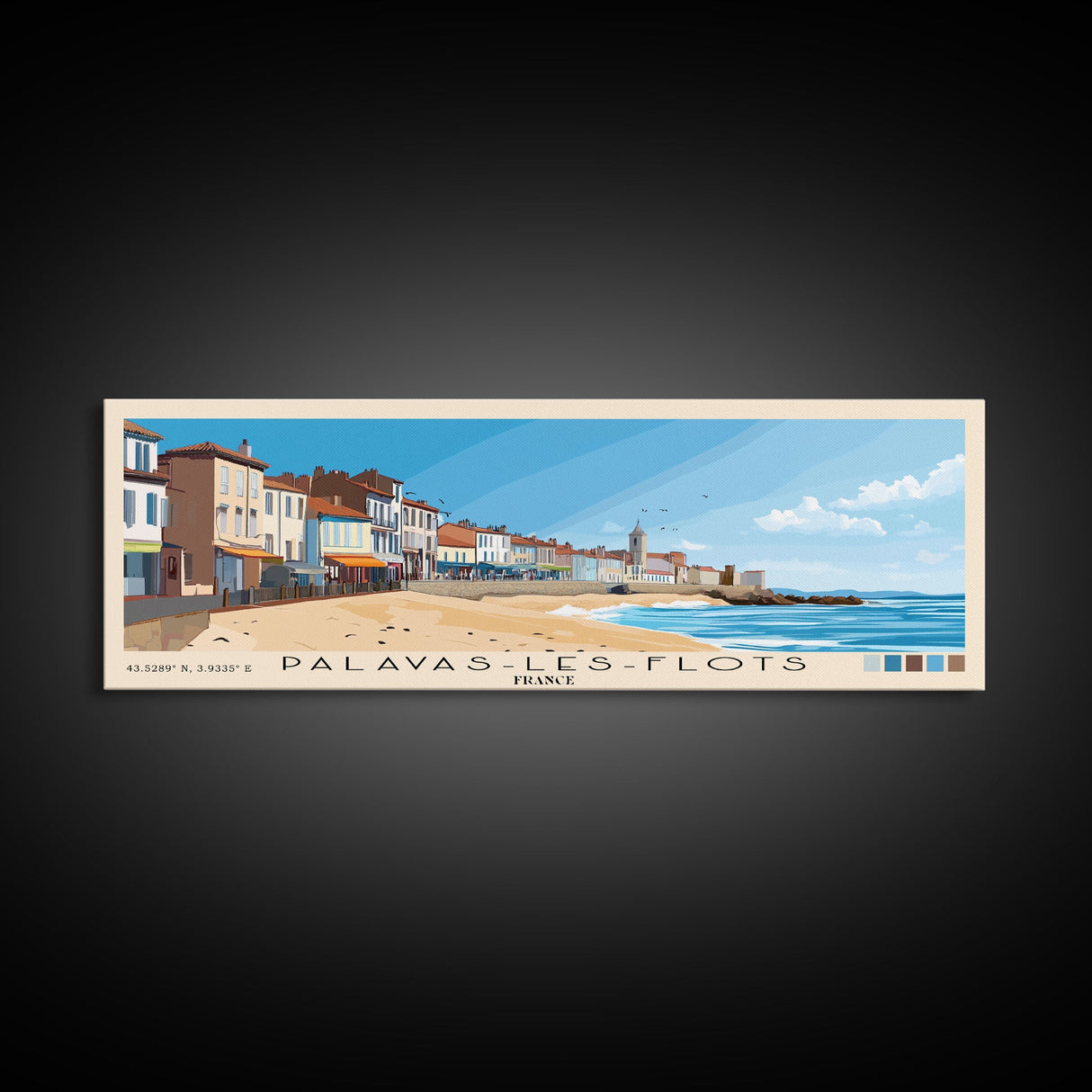 Palavas-les-Flots, France Panoramic Beach Print, Vacation Gift, France Wall Art, Beach Painting, Beach Decor, Beach Painting