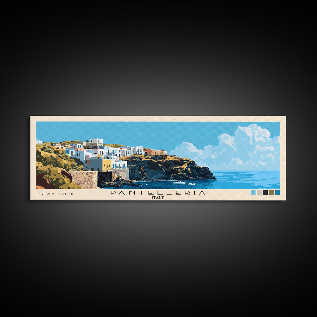 Pantelleria, Italy Panoramic Beach Print, Vacation Gift, Italy Wall Art, Beach Painting, Beach Decor, Beach Painting