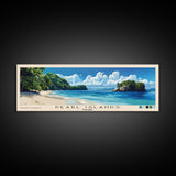 Pearl Islands, Panamá Panoramic Beach Print, Vacation Gift, Panamá Wall Art, Framed Canvas Print, Framed Beach Painting