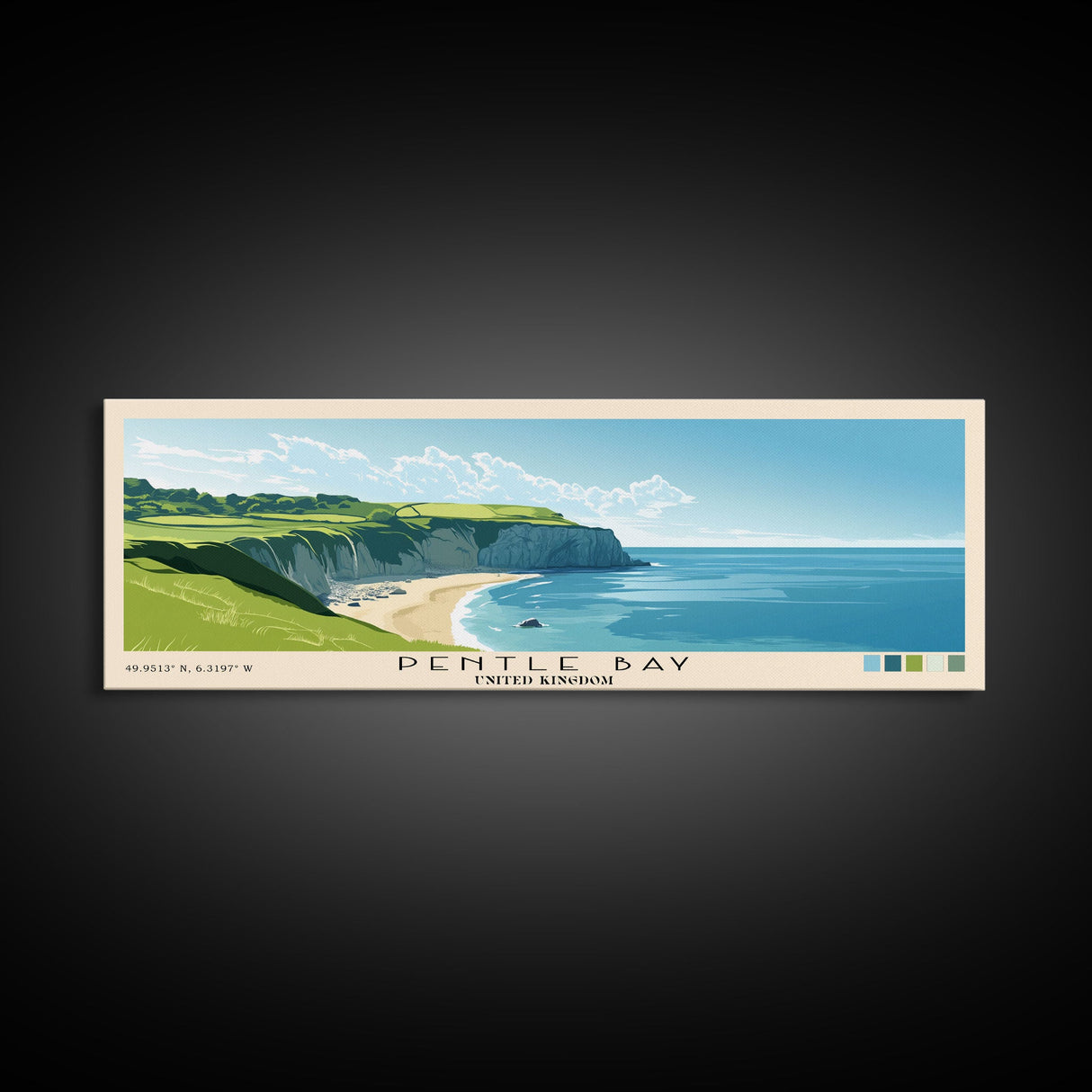 Pentle Bay, United Kingdom Panoramic Print, Vacation Gift, United Kingdom Wall Art, Vacation Wall Art, Vacatation Memories, Beach Decor, Beach Or Lakehouse Art