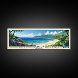 Petite Anse Kerlan, Seychelles Panoramic Beach Print, Vacation Gift, Seychelles Wall Art, Framed Canvas Print, Framed Beach Painting