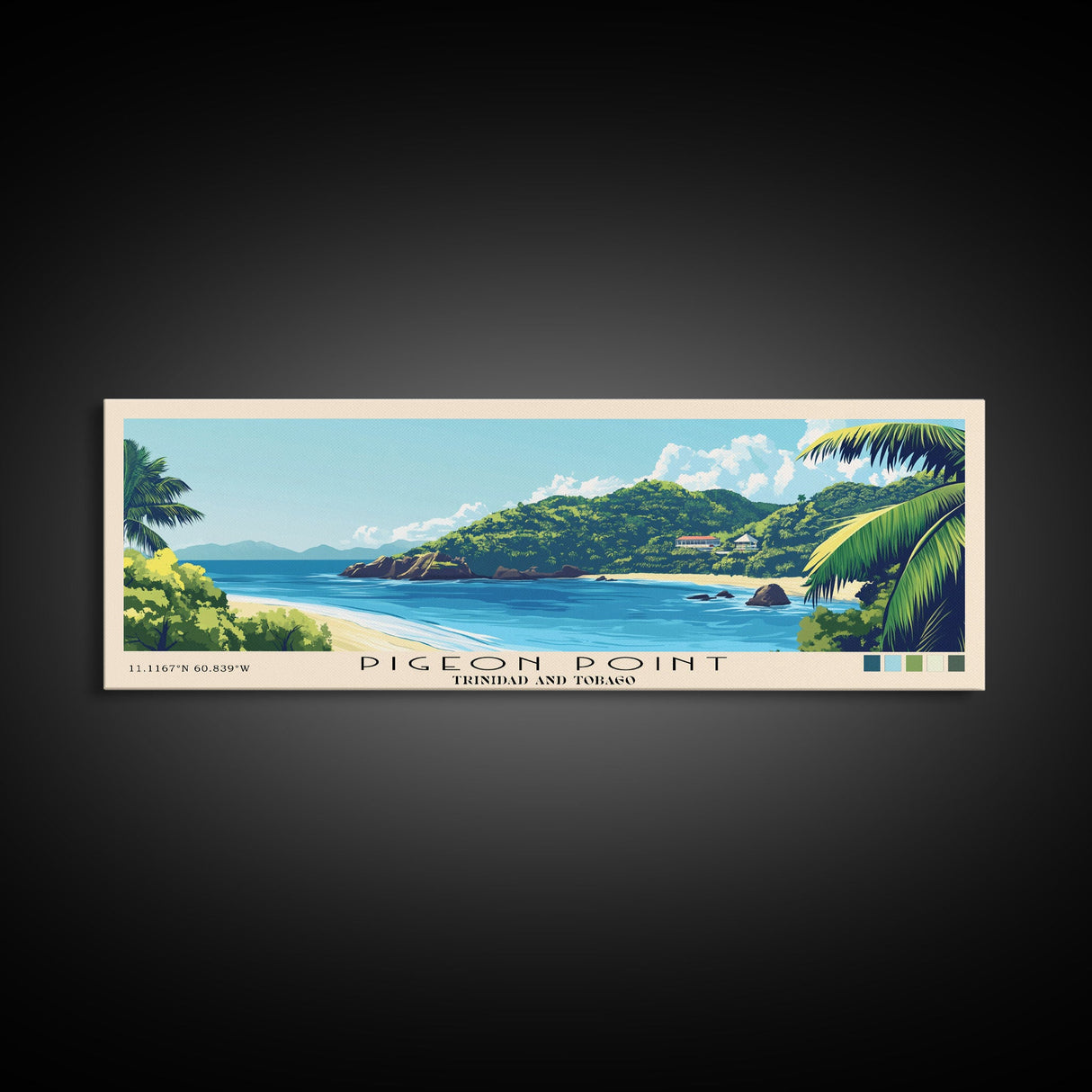 Pigeon Point, Trinidad and Tobago Panoramic Print, Vacation Gift, Trinidad and Tobago Wall Art, Vacation Wall Art, Vacatation Memories, Beach Decor, Beach Or Lakehouse Art