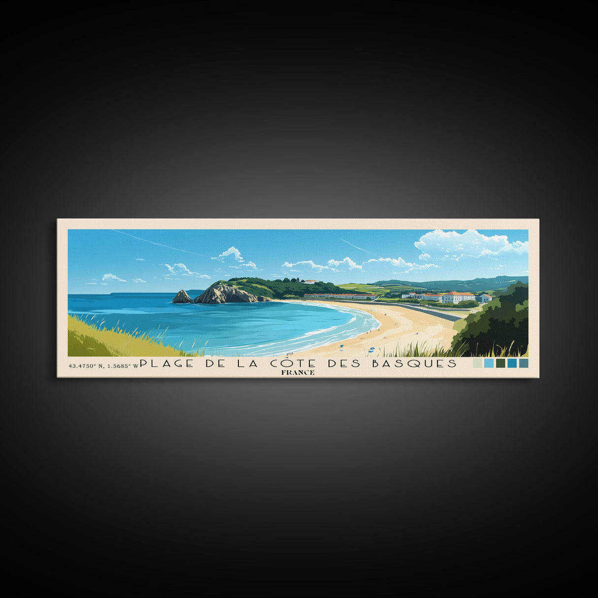 Plage de la Côte des Basques, France Panoramic Print, Vacation Gift, France Wall Art, Vacation Wall Art, Vacatation Memories, Beach Decor, Beach Or Lakehouse Art