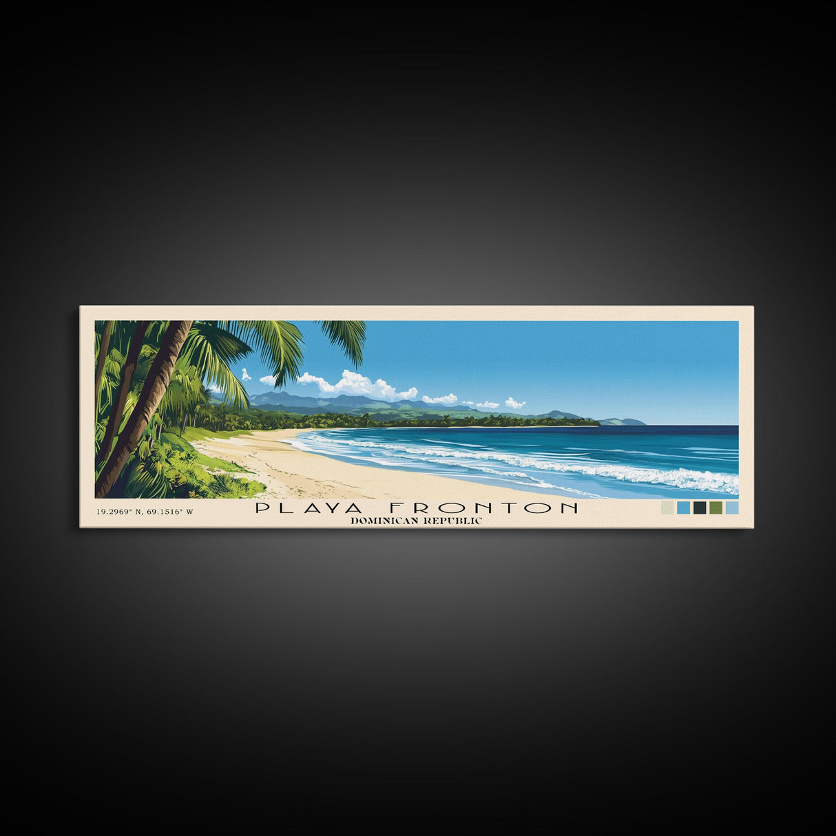 Playa Fronton, Dominican Republic Panoramic Print, Vacation Gift, Dominican Republic Wall Art, Beach Painting, Beach Decor, Beach Or Lakehouse Art