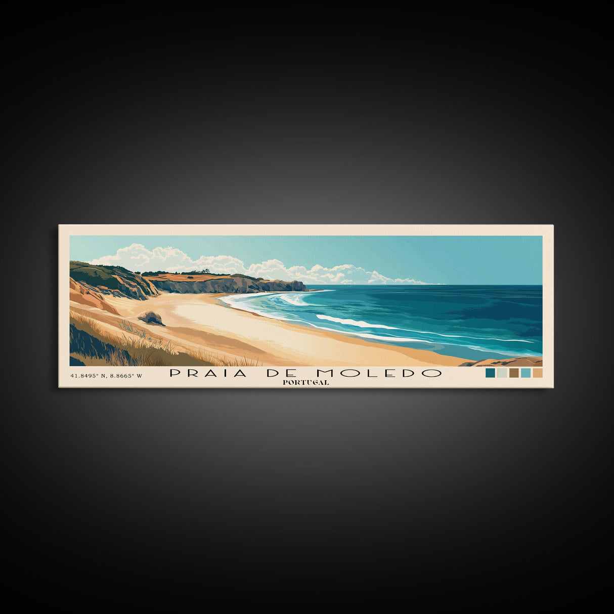 Praia de Moledo, Portugal Panoramic Print, Vacation Gift, Portugal Wall Art, Vacation Wall Art, Vacatation Memories, Beach Decor, Beach Or Lakehouse Art