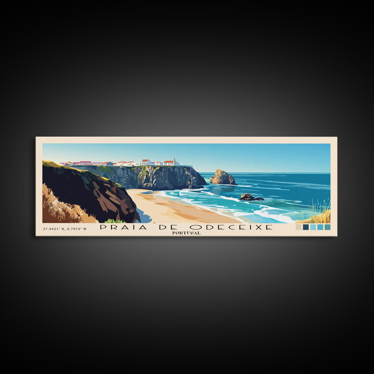 Praia de Odeceixe, Portugal Panoramic Print, Vacation Gift, Portugal Wall Art, Beach Painting, Beach Decor, Beach Or Lakehouse Art