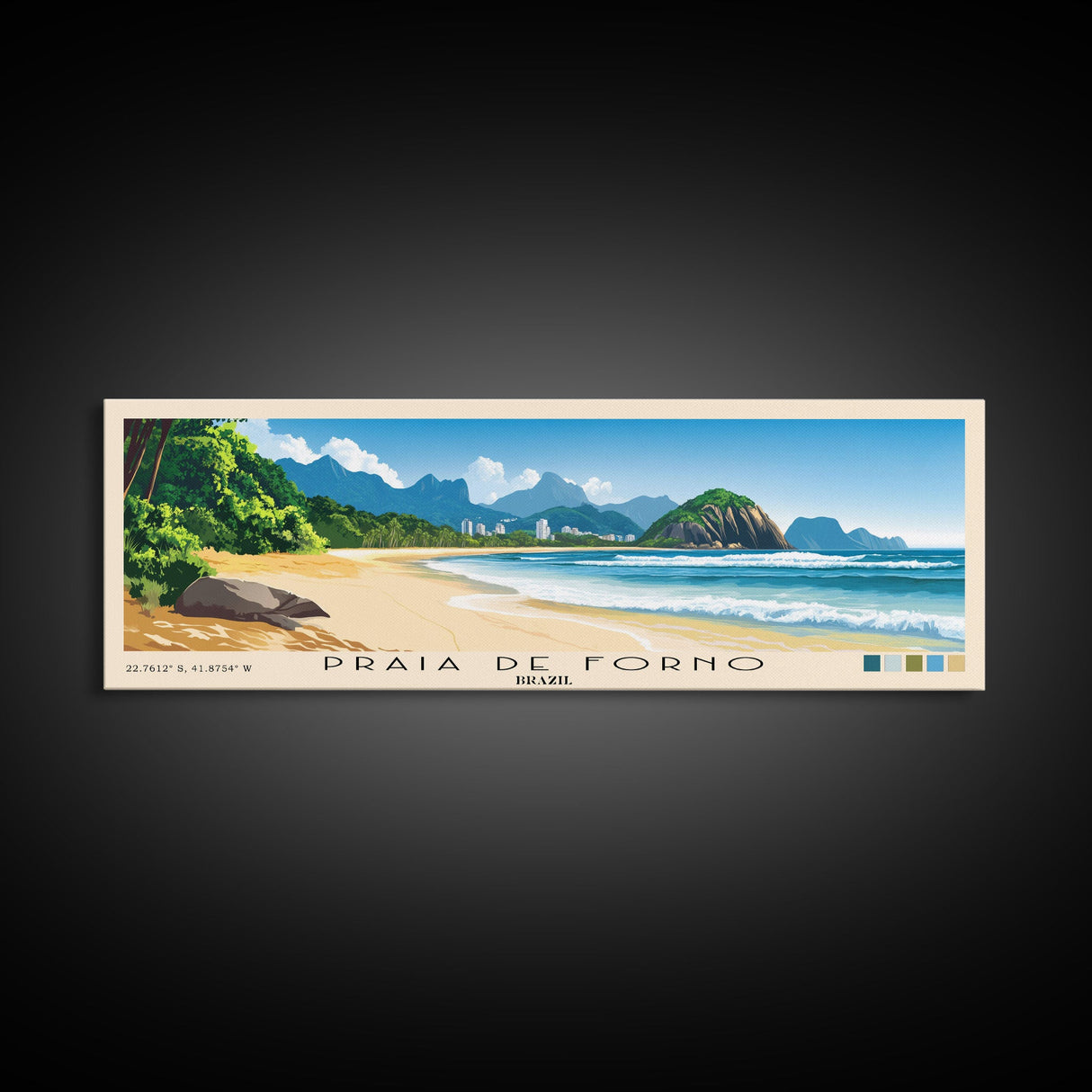 Praia de Forno, Brazil Panoramic Print, Vacation Gift, Brazil Wall Art, Beach Painting, Beach Decor, Large Wall Art, Wood Frame Art