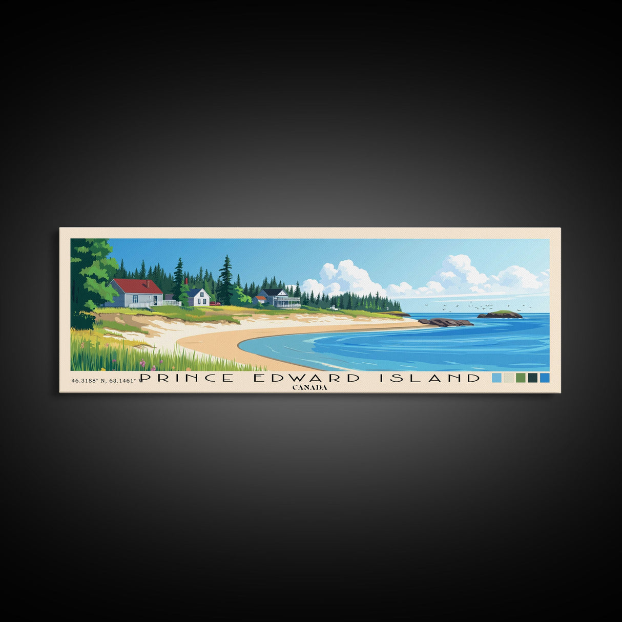 Prince Edward Island, Canada Panoramic Print, Vacation Gift, Canada Wall Art, Beach Painting, Beach Decor, Beach Or Lakehouse Art