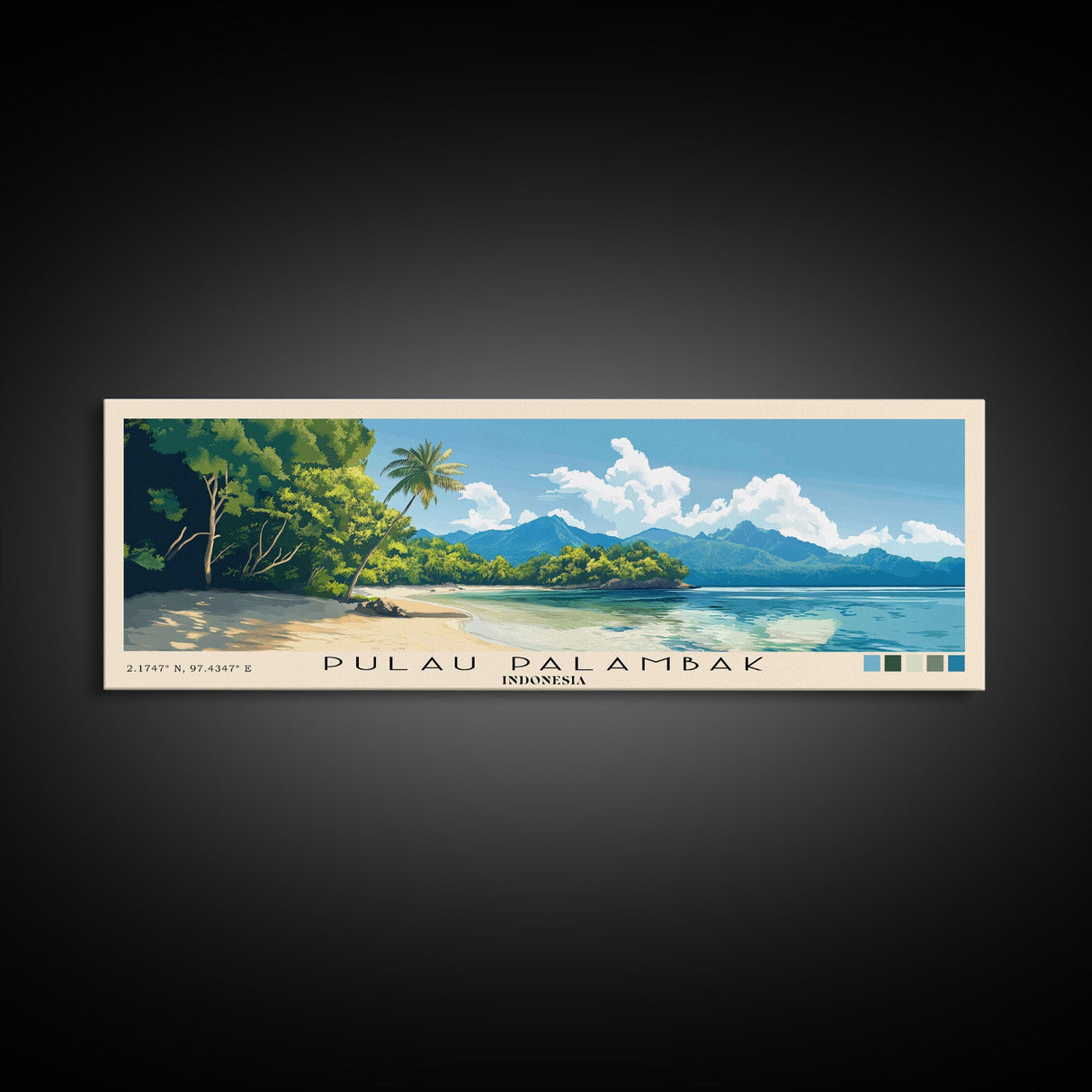 Pulau Palambak, Indonesia Panoramic Print, Vacation Gift, Indonesia Wall Art, Beach Painting, Beach Decor, Beach Or Lakehouse Art