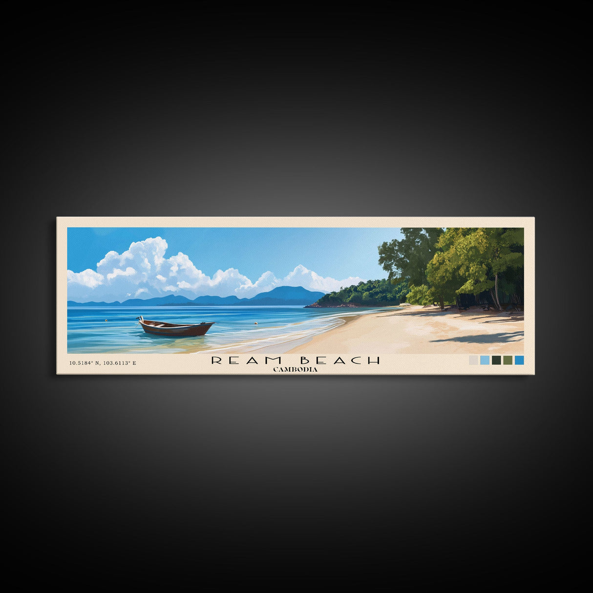 Ream Beach, Cambodia Panoramic Print, Vacation Gift, Cambodia Wall Art, Beach Painting, Beach Decor, Beach Or Lakehouse Art