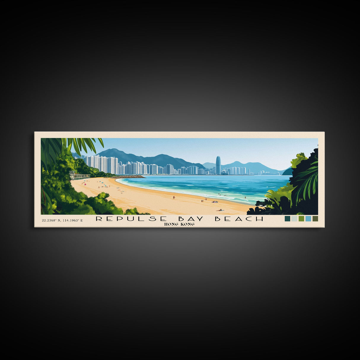 Repulse Bay Beach, Hong Kong Panoramic Print, Vacation Gift, Hong Kong Wall Art, Vacation Wall Art, Vacatation Memories, Beach Decor, Beach Or Lakehouse Art