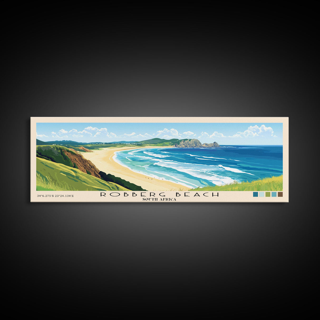 Robberg Beach, South Africa Panoramic Beach Print, Vacation Gift, South Africa Wall Art, Beach Painting, Beach Decor, Beach Painting