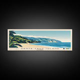 Santa Cruz Island, California Panoramic Beach Print, Vacation Gift, California Wall Art, Framed Canvas Print, Framed Beach Painting